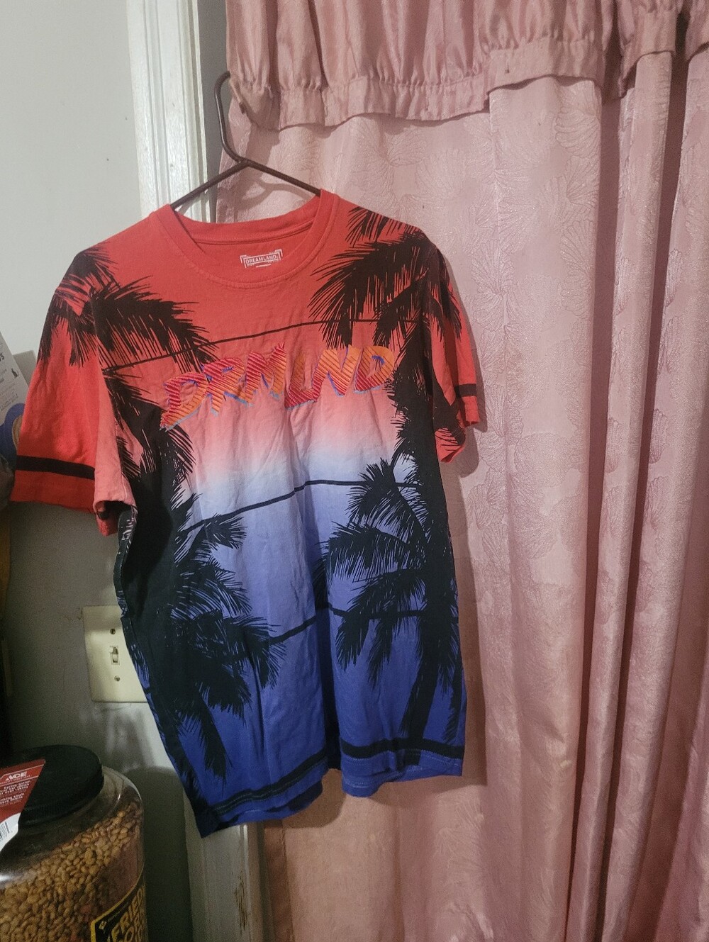 Tropical Gradient Palm Short-Sleeve Tee — Red & Blue